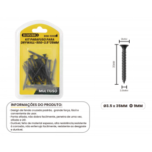 KIT DE PARAFUSO PARA DRYWALL 50G  3,5*35MM 20  PCS BOM-5302