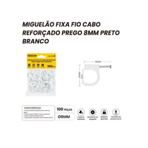 FIXADOR DE FIOS MIGUELÃO  COM 100 PCS 8MM BOM-5313
