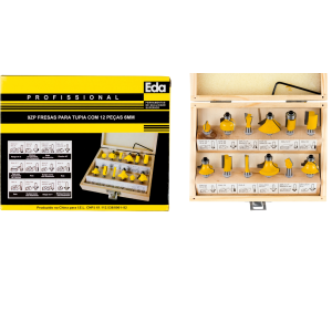 KIT DE  FRESAS PARA TUPIA COM 12 PCS 6MM 9ZP