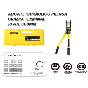ALICATE HIDRAULICO PRENSA E CRIMPA TERMINAL 10 ATÉ 300MM BOM-3629