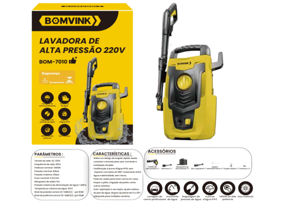 LAVADORA DE ALTA PRESSÃO 220V 1400W BOM-7010