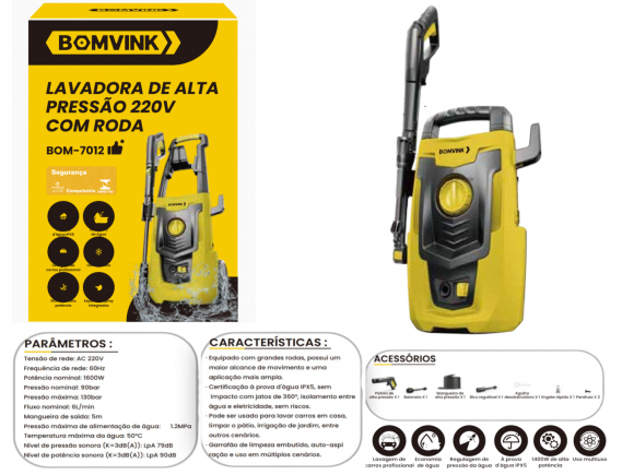 LAVADORA DE ALTA PRESSÃO 220V 1600W BOM-7012