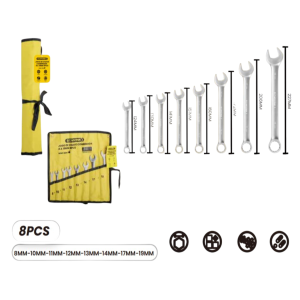 JOGO CHAVE DE BOCA COMBINADA C/8 PÇS 8,9,10,11,12,13,14,17 MM AR0707
