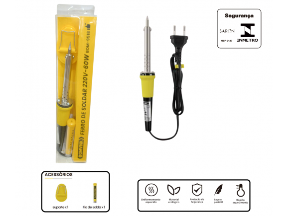 FERRO DE SOLDA 60 WATS 220V BOM-9518