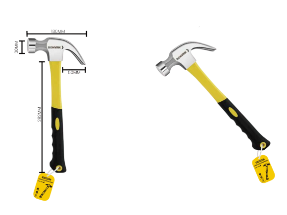 MARTELO UNHA CABO DE PLASTICO EMBORRACHADO 500-G BOM-1002