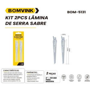 CONJUNTO LAMINA DE SERRA SABRE COM  2 PCS BOM-5131