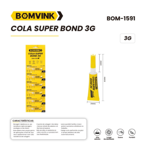 ADESIVO COLA INSTANTANÊA CARTELA C/12 PCS 3 GRAMAS BOM-1591