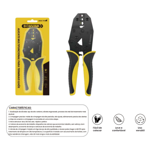 ALICATE MULTIFUNCIONAL PRENSA TERMINAIS ILHOS TUBOLAR  BOM-1714