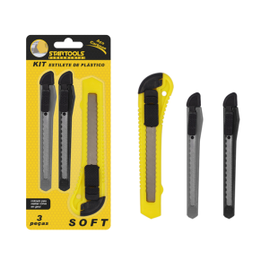 ESTILETE DE PLASTICO C/ LAMINA DE METAL COM 3PCS STARTOOLS AR0633