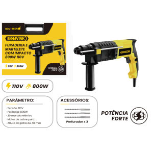 MARTELETE PERFURADOR COM IMPACTO 800W  110V  BOM-9557