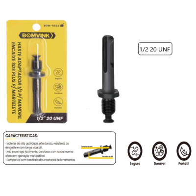  ADAPTADOR 1/2  P/ MANDRIL ENCAIXE SDS PLUS 14MM MARTELETE BOM-5663