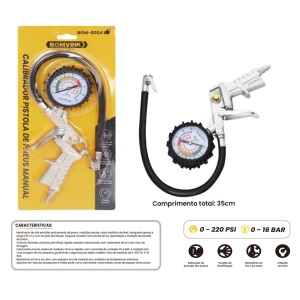 PISTOLA CALIBRADOR DE PNEU PARA COMPRESSOR BOM-8004