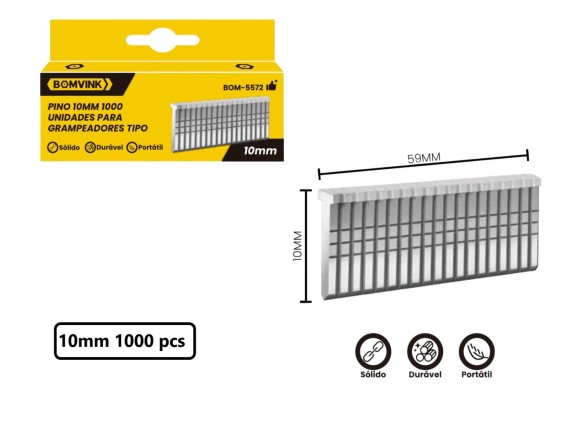 PINO 10MM  P/ GRAMPEADOR TAPECEIRO C/ 1000 PCS BOM-5572