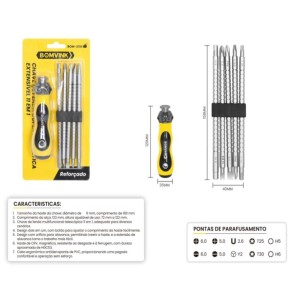 CONJUNTO DE CHAVE DE FENDA PONTA DUPLA MAGNETICA EXTENSIVE 11 EM 1   BOM-3116