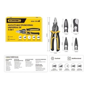 ALICATE MULTIFUNCIONAL UNIVERSAL 5 EM 1 BOM-3709