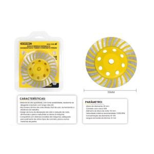 DISCO REBOLO DESBASTE DIAMANTADO TURBO CONCRETO 115MM 4,5