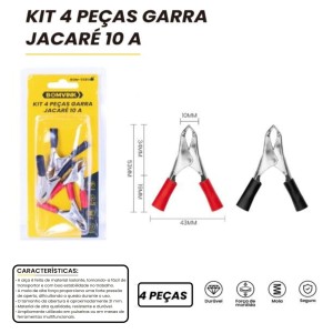 KIT GARRA JACARE 10A COM 4 PCS  BOM-5581