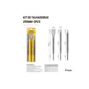 TALHADEIRA E PONTEIRO SDS PLUS 14 X 250MM COM 3 PCS  BOM-5223