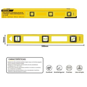 NIVEL MANUAL DE PLASTICO 3 BOLHAS 50CM BOM-6521