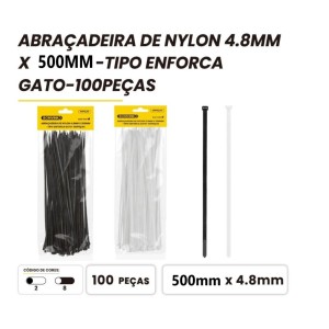 ABRAÇADEIRA DE NYLON ENFORCA GATO  C/ 100 PCS  4,8X500MM BOM-5499