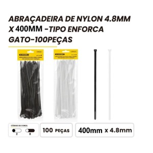 ABRAÇADEIRA DE NYLON ENFORCA GATO  C/ 100 PCS  4,8X400MM BOM-5498