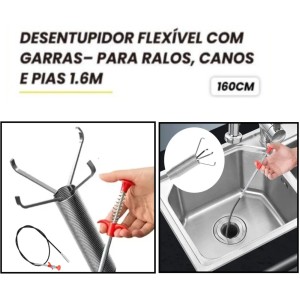 DESINTUPIDOR FLEXIVEL COM GARRA 1.6 MTS PARA CONOS PIAS BOM-7512