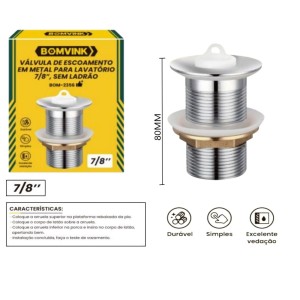 VALVULA DE ESGOTAMENTO PARA LAVATORIO DE METAL 7/8 BOM-2356