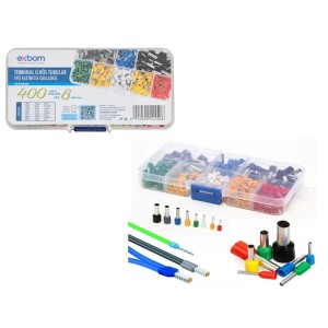 KIT MALETA COM TERMINAL TUBOLAR ILHOS 400 PCS 0,25 A 6,0MM TU8N400 EXBOM