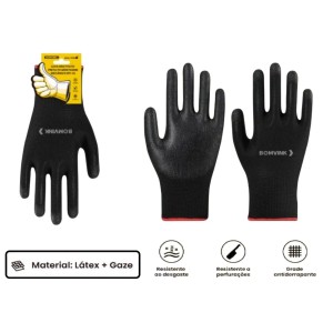 LUVA MULTITATO PRETA PU MONTAGEM MECANICO XL  BOM-7105