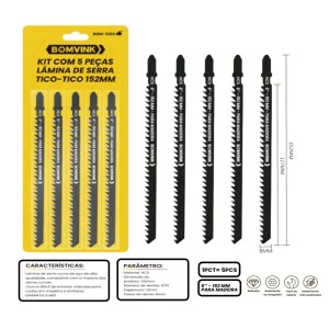 CONJUNTO LAMINA DE SERRA TICO TICO COM 5 PCS 152MM BOM-5134