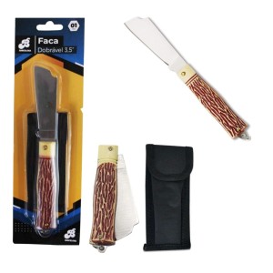 CANIVETE LAMINA LARGA DE METAL COM BAINHA BAR-141002-14