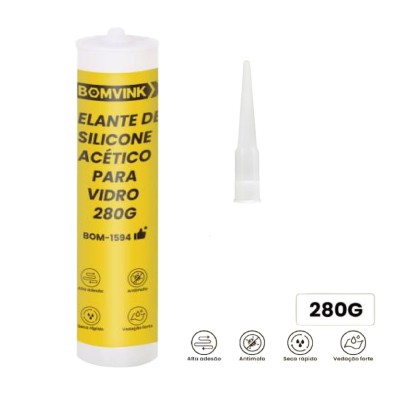 ADESIVO COLA SELANTE DE SILICONE ACETICO 280G BOM-1594