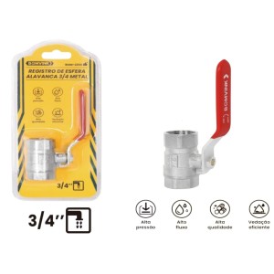 TORNEIRA REGISTRO DE ESFERA METAL C/ ALAVANCA 3/4