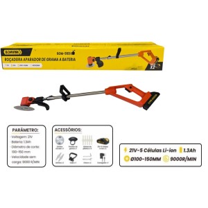 ROÇADEIRA APARADOR DE GRAMA RECARREGAVEL C/2 BATERIAS 21V  BOM-9109