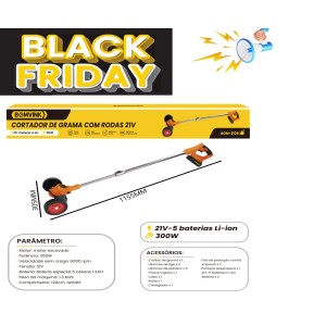 ROÇADEIRA APARADOR DE GRAMA COM RODAS C/2 BATERIAS 21V  BOM-9108
