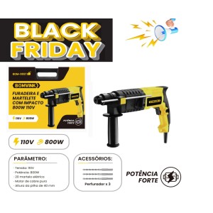MARTELETE PERFURADOR COM IMPACTO 800W  110V  BOM-9557
