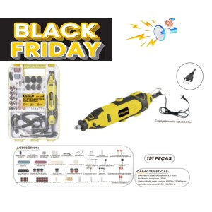 KIT MINI RETIFICA ELETRICA 110V 135W 191 PEÇAS BOM-9605