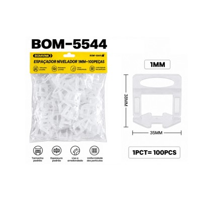 ESPAÇADOR NIVELADOR DE PISO 1 MM COM 100 PCS BOM-5544