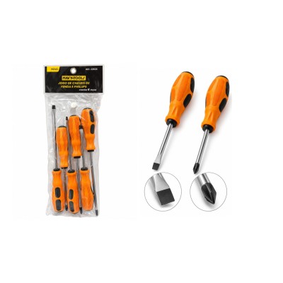 CONJUNTO COM CHAVE DE FENDA E PHILIPS  6 PCS NAVY 23624