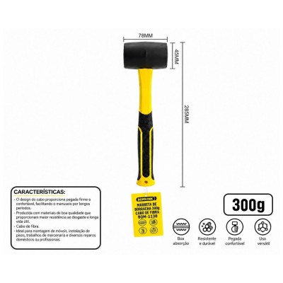 MARRETA 300G CABO DE FIBRA EMBORRACHADO  BOM-1130